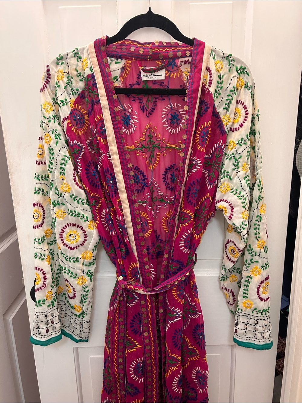 THE FOX AND THE MERMAID PHULKARI EMBROIDERED KIMONO